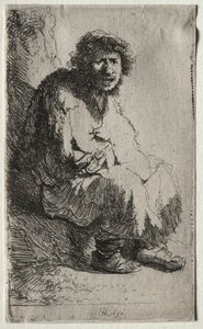 Koldus ül egy bankon alkotó: Rembrandt van Rijn