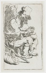 Koldus, aki a kezét melegíti alkotó: Rembrandt van Rijn