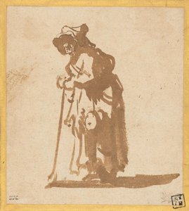 Koldus nő egy botra támaszkodva alkotó: Rembrandt van Rijn