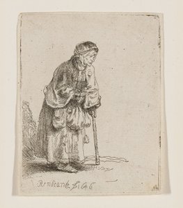 Botra támaszkodó koldusasszony alkotó: Rembrandt van Rijn