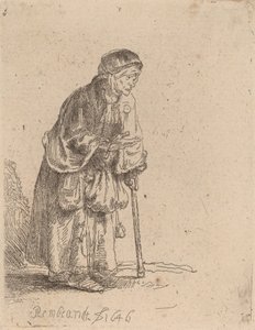 Botra támaszkodó koldusasszony, 1646. alkotó: Rembrandt van Rijn