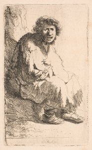 Egy parton ülő koldus alkotó: Rembrandt van Rijn