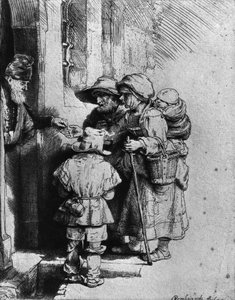 Koldusok egy ház küszöbén, 1648 alkotó: Rembrandt van Rijn