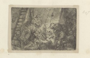 Besnijdenis in de stal Nyolcvanöt eredeti nyomat gyűjteménye (sorozat címe) alkotó: Rembrandt van Rijn