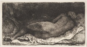 Fekete afrikai lány fekve alkotó: Rembrandt van Rijn