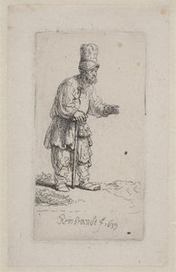 Botra támaszkodó paraszt alkotó: Rembrandt van Rijn