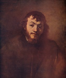 Egy szakállas fiatalember mellszobra koponyasapkával, 1663 alkotó: Rembrandt van Rijn