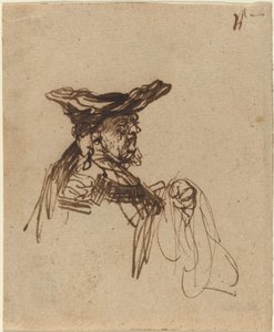 Egy idős férfi mellszobra lapos sapkában alkotó: Rembrandt van Rijn