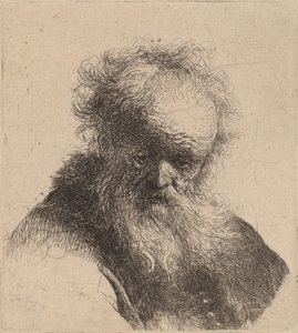 Folyó szakállú, fehér ujjú öregember mellszobra, c. 1630. alkotó: Rembrandt van Rijn