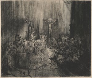 A két tolvaj között keresztre feszített Krisztus (A három kereszt) alkotó: Rembrandt van Rijn