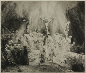 Megfeszített Krisztus a két tolvaj között: "A három kereszt" alkotó: Rembrandt van Rijn