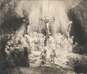 Megfeszített Krisztus a két tolvaj között A három kereszt, 1653. alkotó: Rembrandt van Rijn