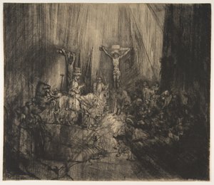Megfeszített Krisztus a két tolvaj között: A három kereszt, kb. 1660. alkotó: Rembrandt van Rijn