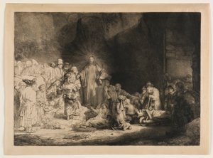 Krisztus prédikál (A száz guldenes metszet) alkotó: Rembrandt van Rijn