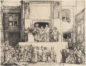 Krisztus bemutatott a népnek: Hosszúkás tányér alkotó: Rembrandt van Rijn
