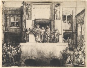 Krisztus bemutatott a népnek: Hosszúkás tányér alkotó: Rembrandt van Rijn