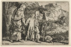 Krisztus szüleivel visszatér a templomból alkotó: Rembrandt van Rijn