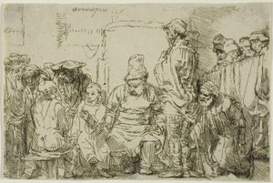 Krisztus ülve vitázik az orvosokkal alkotó: Rembrandt van Rijn