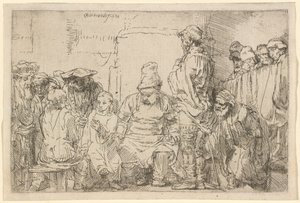 Az ülő Krisztus vitatkozik a törvénytudókkal alkotó: Rembrandt van Rijn