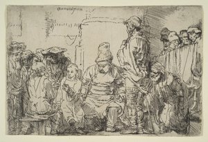 Krisztus ülve vitázik az orvosokkal, 1654. alkotó: Rembrandt van Rijn
