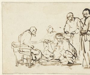 Krisztus megmossa a tanítványok lábát alkotó: Rembrandt van Rijn