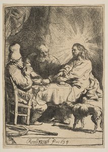 Krisztus Emmausban: A kisebb tányér, 1634. alkotó: Rembrandt van Rijn