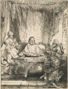 Krisztus Emmausban: a nagyobb tányér alkotó: Rembrandt van Rijn