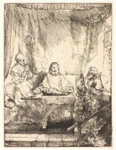 Krisztus Emmausban: a nagyobb tányér alkotó: Rembrandt van Rijn
