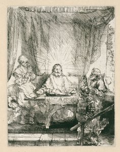 Krisztus Emmausban: a nagyobb tányér alkotó: Rembrandt van Rijn