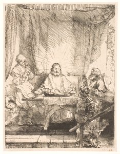 Krisztus Emmausban: a nagyobb táblakép alkotó: Rembrandt van Rijn