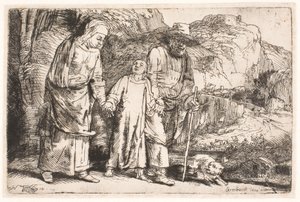 Krisztus szülei között, a templomból hazatérve alkotó: Rembrandt van Rijn