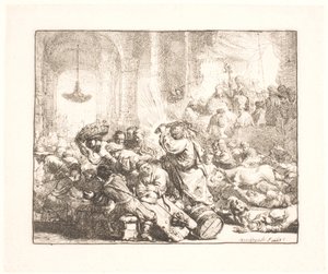 Krisztus kiűzi a pénzváltókat a templomból alkotó: Rembrandt van Rijn