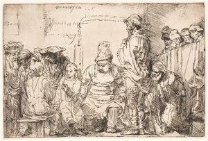 Krisztus ülve vitatkozik a törvénytudókkal alkotó: Rembrandt van Rijn
