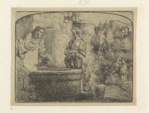 Krisztus és a szamaritánus asszony Recueil de quatre-vingt-cinq estampes originales (sorozat címe) alkotó: Rembrandt van Rijn