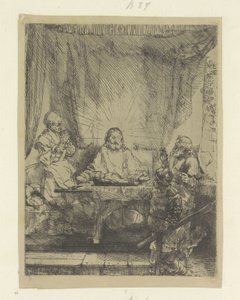 Christus te Emmaus: grote plaat Nyolcvanöt eredeti nyomat gyűjteménye (sorozat címe) alkotó: Rembrandt van Rijn