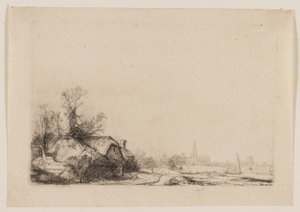 Csatorna melletti nyaraló, kilátással Ouderkerkre alkotó: Rembrandt van Rijn