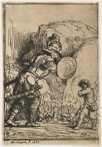 Dávid és Góliát, 1655 alkotó: Rembrandt van Rijn