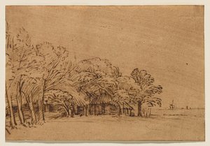 Gazdaság fák alatt alkotó: Rembrandt van Rijn