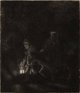 Menekülés Egyiptomba: Egy éjszakai darab alkotó: Rembrandt van Rijn