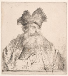 Öreg ember prémes sapkával alkotó: Rembrandt van Rijn