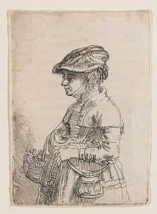 Kosárral rendelkező lány alkotó: Rembrandt van Rijn