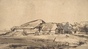 Gazdasági épületek csoportja, kb. 1648-52. alkotó: Rembrandt van Rijn