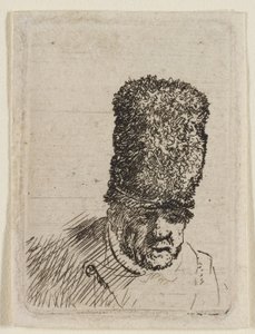 Egy magas szőrme sapkás öregember feje: mellszobor alkotó: Rembrandt van Rijn