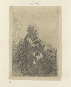 Jerome imában térdel, lenéz Recueil de quatre-vingt-cinq estampes originales (sorozat címe) alkotó: Rembrandt van Rijn