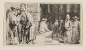 Zsidók egy zsinagógában alkotó: Rembrandt van Rijn