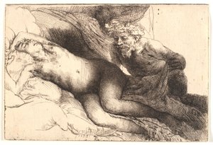 Jupiter és Antiope: a nagyobb lemez alkotó: Rembrandt van Rijn