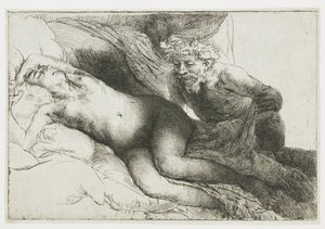 Jupiter és Antiope: a nagyobb lemez alkotó: Rembrandt van Rijn