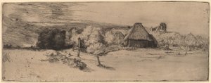 Táj fákkal, gazdasági épületekkel és toronnyal alkotó: Rembrandt van Rijn