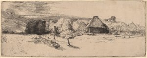 Táj fákkal, gazdasági épületekkel és toronnyal, c. 1651. alkotó: Rembrandt van Rijn