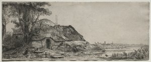 Táj kunyhóval és nagy fával, 1641. alkotó: Rembrandt van Rijn